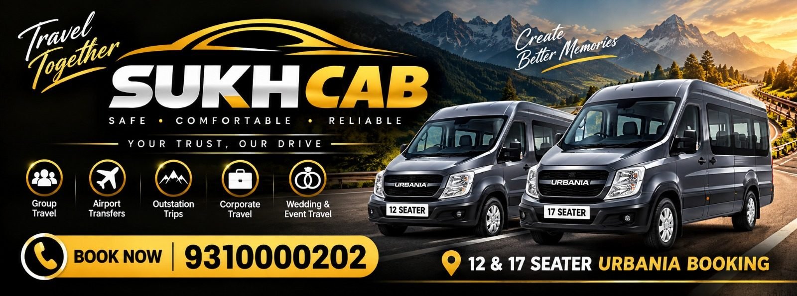 12 & 17 Seater Force Urbania booking – Sukh Cab